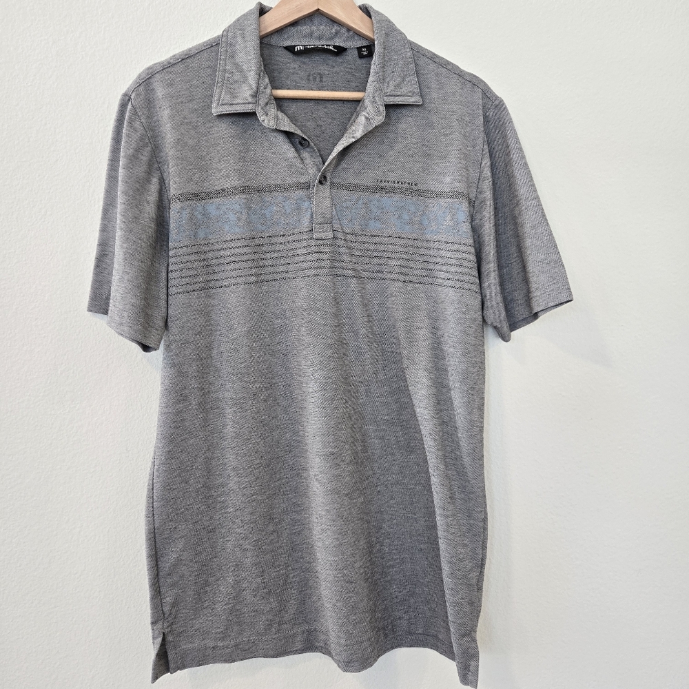 Travis Mathew Polo Shirt men’s size medium golf gray pullover short sleeve